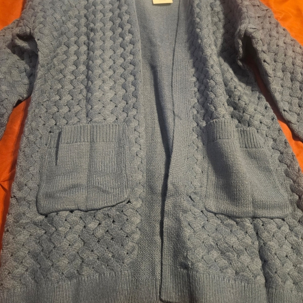 Elegant Blue Cable Knit Cardigan